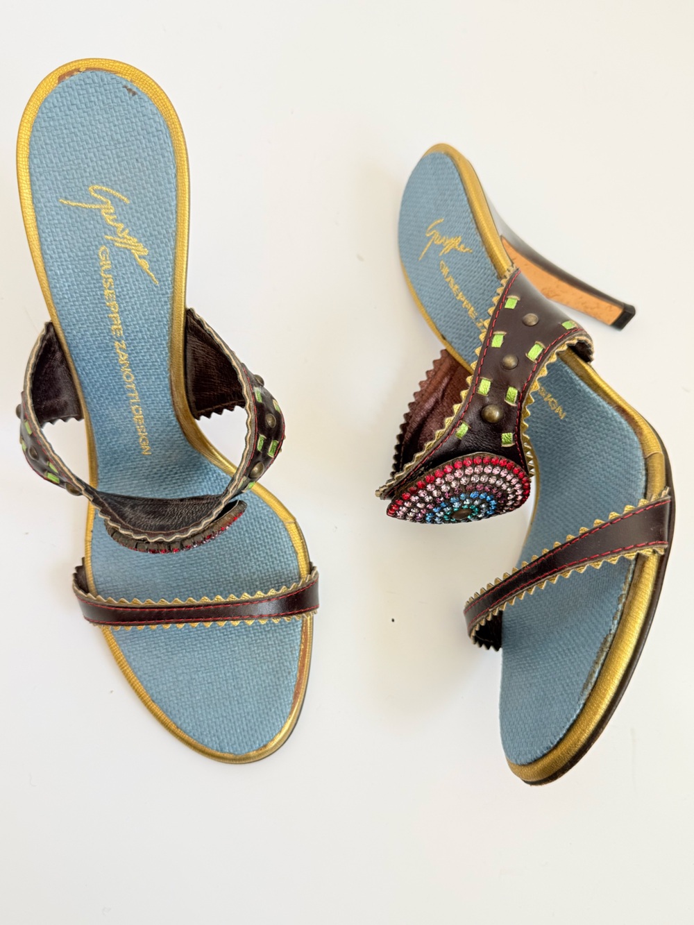 Giuseppe Zanotti “Nikki” for Vicini Multicolor Crystal Medallion Mule Heels EU39 - Picture 2 of 8